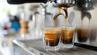 © น้ำฝน สามารถ - Explore the world of espresso with this editorial-style close-up photo showcasing various types of espresso shots in a modern white kitchen. AI generative .