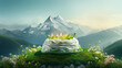  birthday cake and landscape with flowers in the mountains