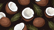 Coconut seamless pattern background vector 2d flat