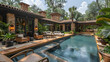 Luxurious Poolside Villa, Tropical Resort Style, Relaxing Vacation Retreat Concept