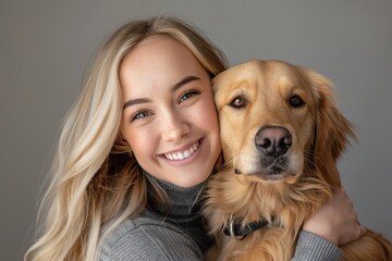 Wall Mural - portrait of a woman with a dog