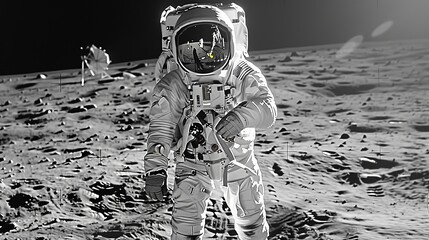 Wall Mural - astronaut buying air from an air machine on the moon