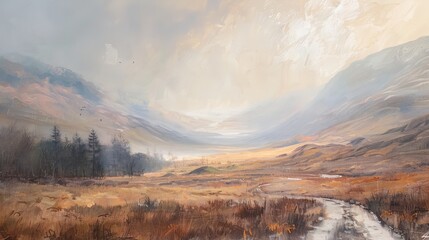 Canvas Print - glen scotland, soft light, lark