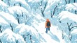 Winter white snow forest character scene illustration poster background