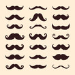 Set of mustache retro hipster icon. Silhouette vector illustration