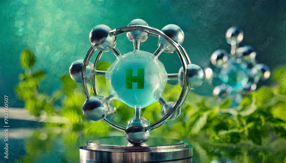 green hydrogen energy, featuring H2 gas molecules as a symbol of clean ...