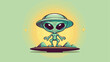 Creative alien 2d flat cartoon vactor illustration