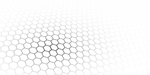 Poster - Abstract background consisting of hexagonal shapes with vanishing effect and transparency. Dimension distortion. Background with transparency effect. Abstract disappearing background.