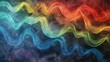 Rainbow colored wave of smoke billowing against a black backdrop with chalk smudges on wavy blackboard