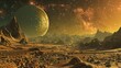 Scene with life on a fantasy extraterrestrial planet
