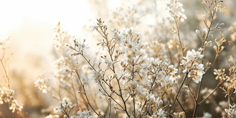 The close up abstract picture of the white colour flower and plant that has been growing and blooming from the beautifully view in the nature that cannot be found in the any normal situation. AIGX01.