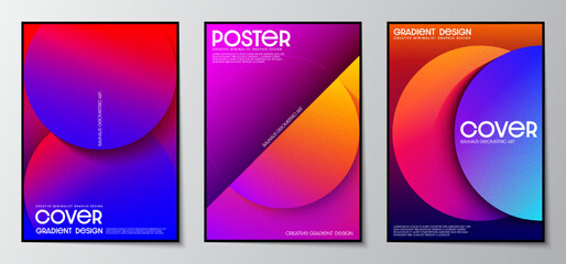 Fototapete - Cover design with a geometric, abstract, colorful gradient texture background set. Design graphics for posters, brochures, magazines, and banners. Vector illustration