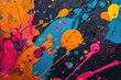 Random splashes of vibrant hues splash across the canvas, creating a playful yet sophisticated composition that sparks curiosity.