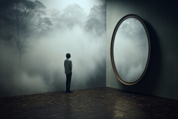 Wall Mural - Obscured Self-Perception in Mirror