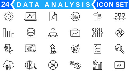 Poster - Data analysis icon set. Graphs, statistics, analytics, analysis, big data, growth, chart, research, UI, UX, GUI and more line icon