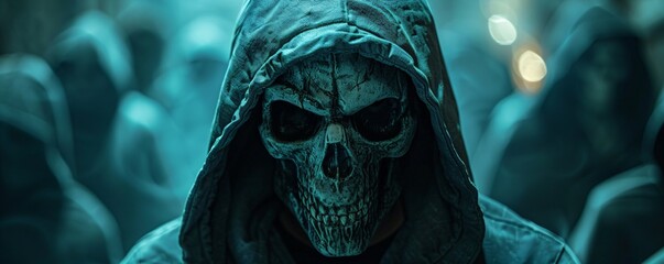 cyber crime - crazy hacker with hood and mask