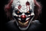Sinister clown face with a twisted smile