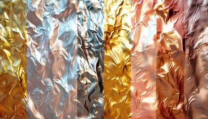 Wall Mural - Foil Texture, Reflective foil textures in metallic shades like gold, silver, or rose gold, perfect for adding shimmer and glamour to digital designs or print material