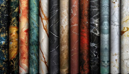 Wall Mural - Marble Textures, Luxurious marble textures in various colors and veining patterns, perfect for adding elegance and sophistication to digital illustrations or branding materials