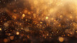 Warm Golden Bokeh Lights, Abstract Sparkling Background with Copy Space