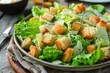 A classic salad with crisp romaine lettuce, croutons, and cheese.