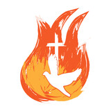 Fototapeta Sypialnia - Pentecost Sunday. Holy Spirit Fire. Come Holy Spirit. Use as poster, Banner, card, flyer or T Shirt