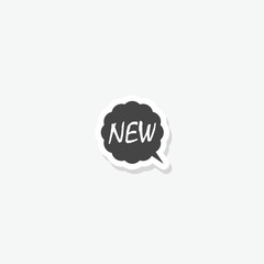 Poster - New icon. Speech bubble sticker isolated on gray background