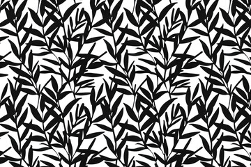 Poster - Toile pattern tapestry. Linocut print. Monochrome botanical pattern background. Created with Generative AI technology.