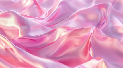 Wall Mural - A fluid, abstract background in shades of pink pastel, with a holographic effect that appears to flow and shift, blurred at the edges for a gentle, soothing transition. 