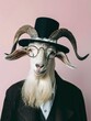 a goat dressed as a Jewish priest and copy space - generative ai