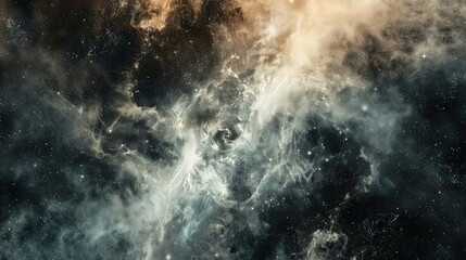 Wall Mural - An abstract representation of a dust cloud during a cosmic event, with a blend of black, grey, and white dust. 