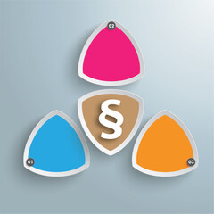 Wall Mural - 4 round colored triangles orange infographic paragraph