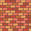 Realistic Vector brick wall seamless pattern. Flat red, brown and yellow wall texture. Simple grunge stone, textured brick background for print, paper, design, decor, photo background.