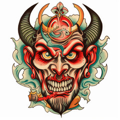 Wall Mural - Vintage style tattoo idea about demon