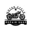 illustration logo design  a repair shop motorcycle vintage