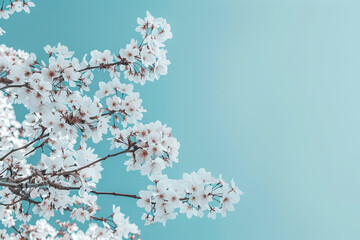 Poster - Cherry blossom in spring. Floral background. Created with Generative AI technology.