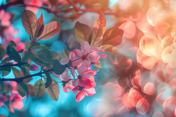 Poster - Cherry blossoms. Floral background. Created with Generative AI technology.