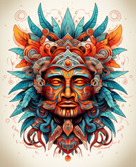 Wall Mural - Maya mask tattoo idea 