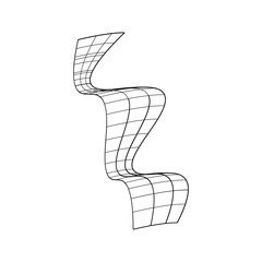 Poster - Retro futuristic isolated abstract wireframe model, cyberpunk shape in y2k style. Editable stroke. Vector illustration on transparent background.	