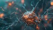 Brain neuron in macro photography and 3d concept. Medical reference
