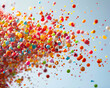 Colorful candies tossed in air, sugary delight, festive sprinkle , no grunge, splash, dust