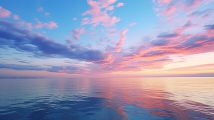 Aufkleber - Evening blue sky, colorful clouds on the blue sea background. 