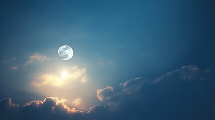 Poster - Light and shadow, soft moonlight shining on the sky background. 