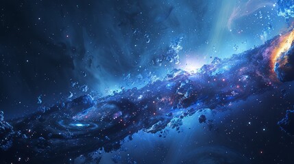 Universe filled with stars, nebula and galaxy. Colorful space background with stars. Beauty of deep space. A view from space to a spiral galaxy and stars