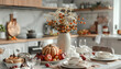 Festive table setting with tasty food for Thanksgiving Day in kitchen