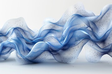 Poster - A sophisticated abstract design of blue wavy fabric with glitter adding a sense of fluidity and elegance in art