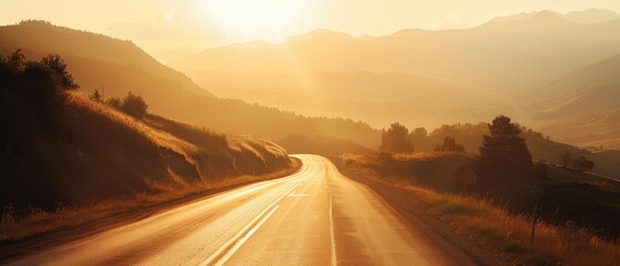 Wall Mural - Scenic Mountain Road at Golden Hour Drive