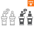 Debate line and solid icon, outline style icon for web site or mobile app, election and politics, accusation vector icon, simple vector illustration, vector graphics.