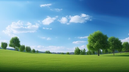 Wall Mural - spring nature with a neatly trimmed lawn surrounded