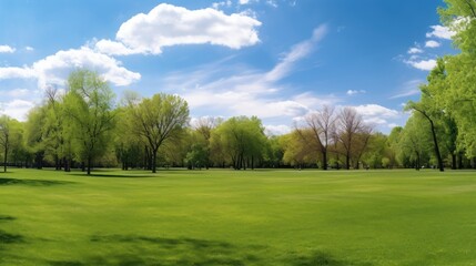 Wall Mural - spring nature with a neatly trimmed lawn surrounded